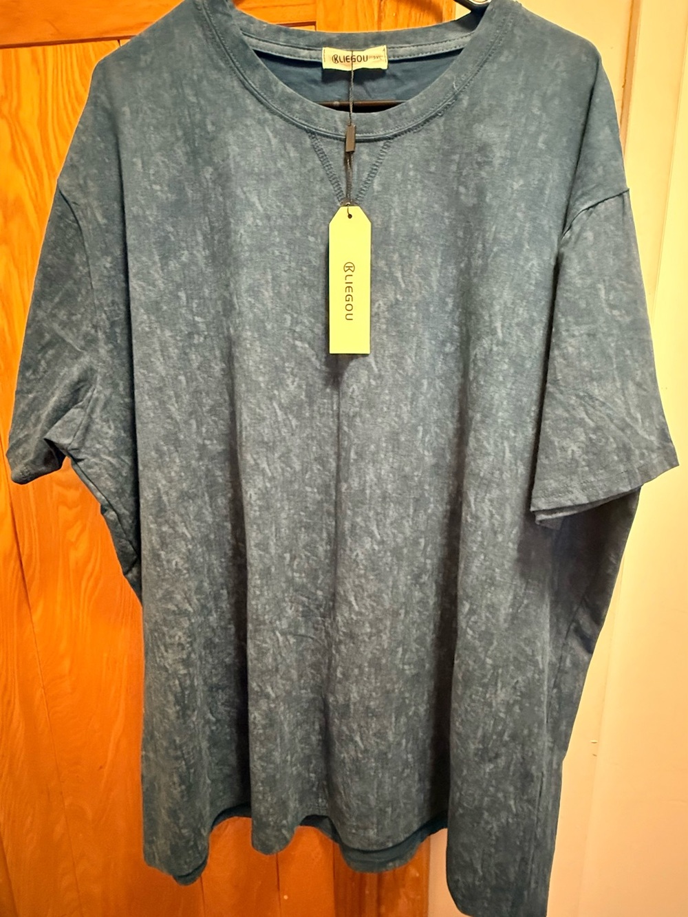 Men’s K Liegou Acid-Washed, Heathered Blue Shirt - Big & Tall - 3X
